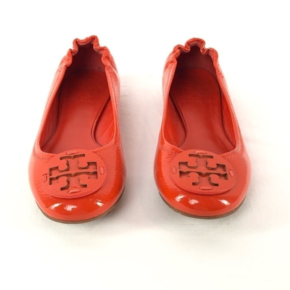 Tory Burch Reva Patent Leather‎ Logo Ballet Flats in Red Size 6.5 - Picture 6 of 8